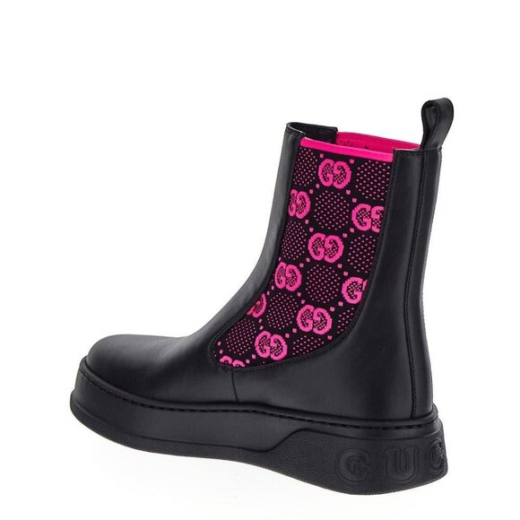 NIB Gucci Chelsea GG inlets black leather pull on booties IT 39.5 US 9.5 - Picture 2 of 8
